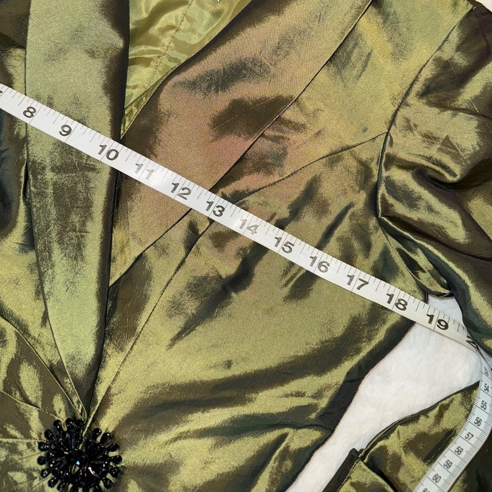 Alex Evenings Shimmering Olive Blazer Size Small - Picture 3 of 8